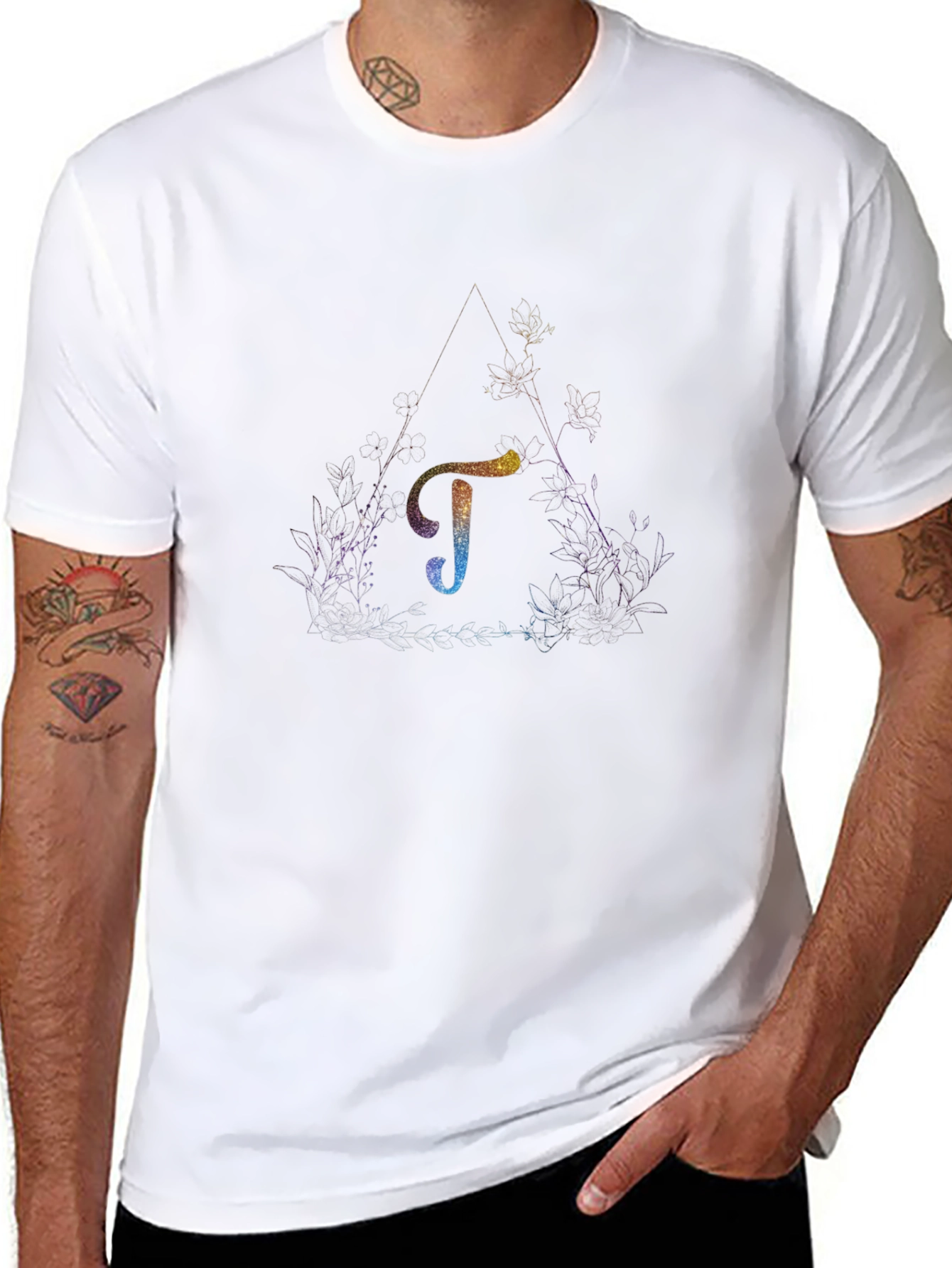 Cosmic Letter T Graphic Tee - Unisex Black T-Shirt