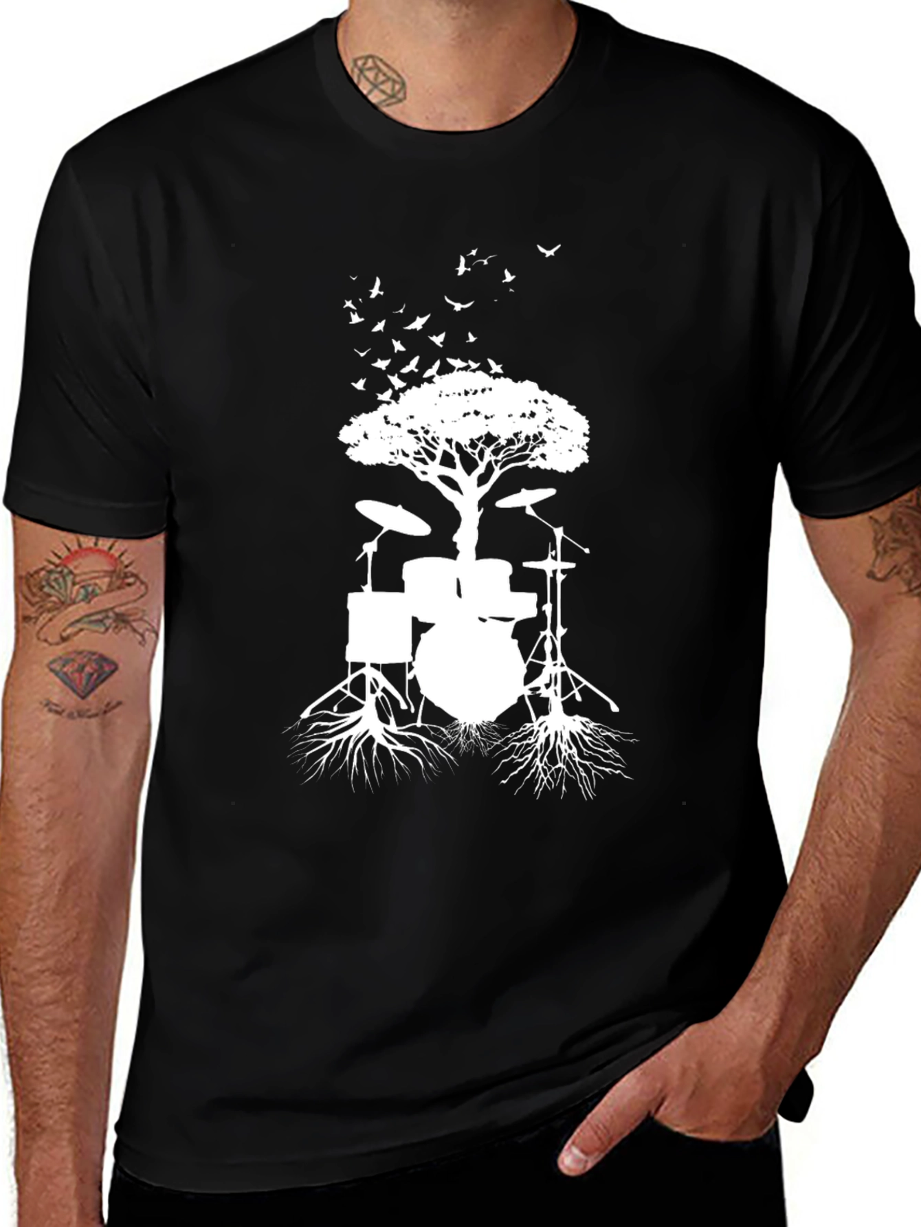 Drum Set Tree T-Shirt - Music Lover Tee