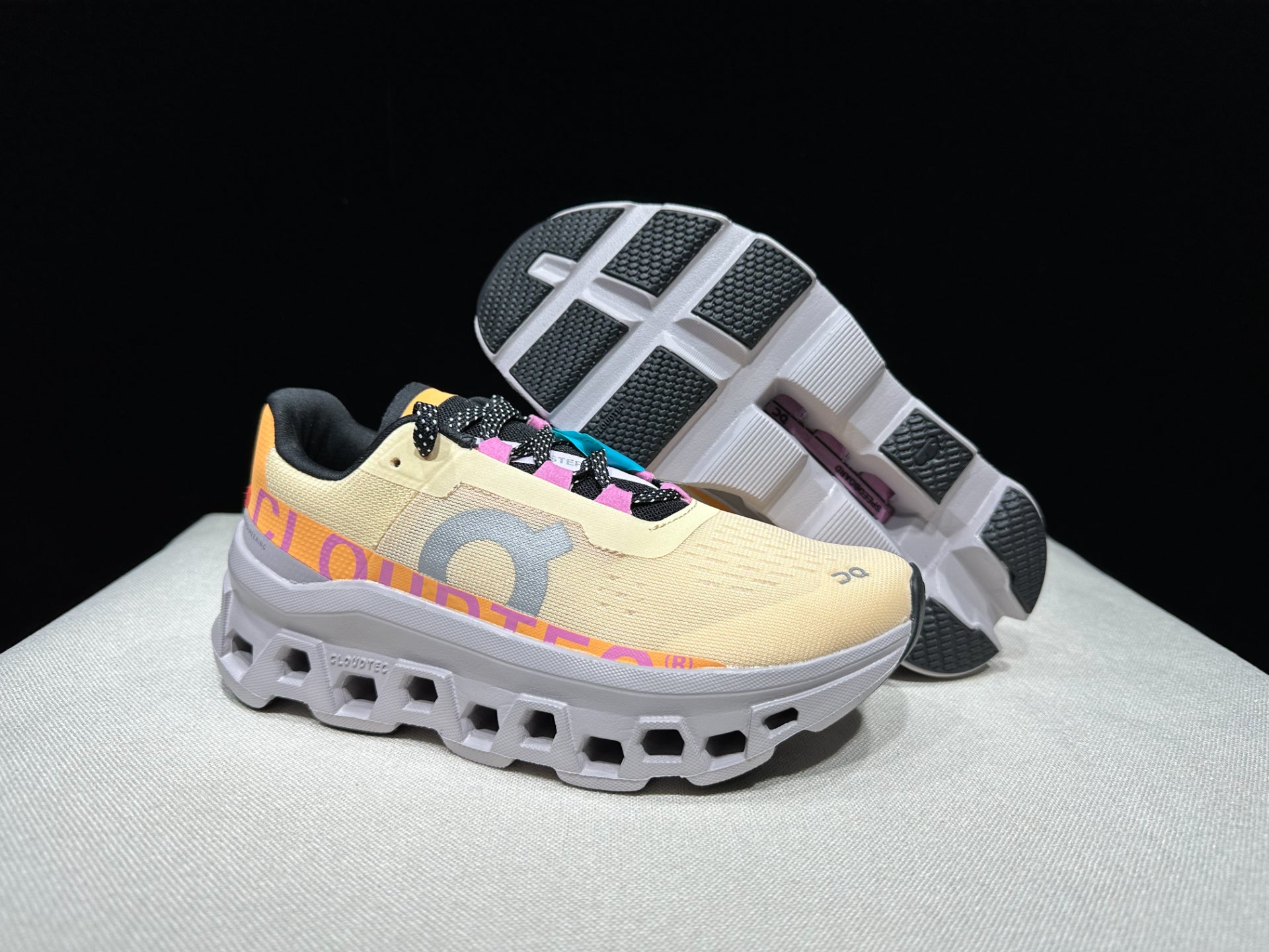 On Running Cloudmonster Sneakers Light Gold | Orange Pink