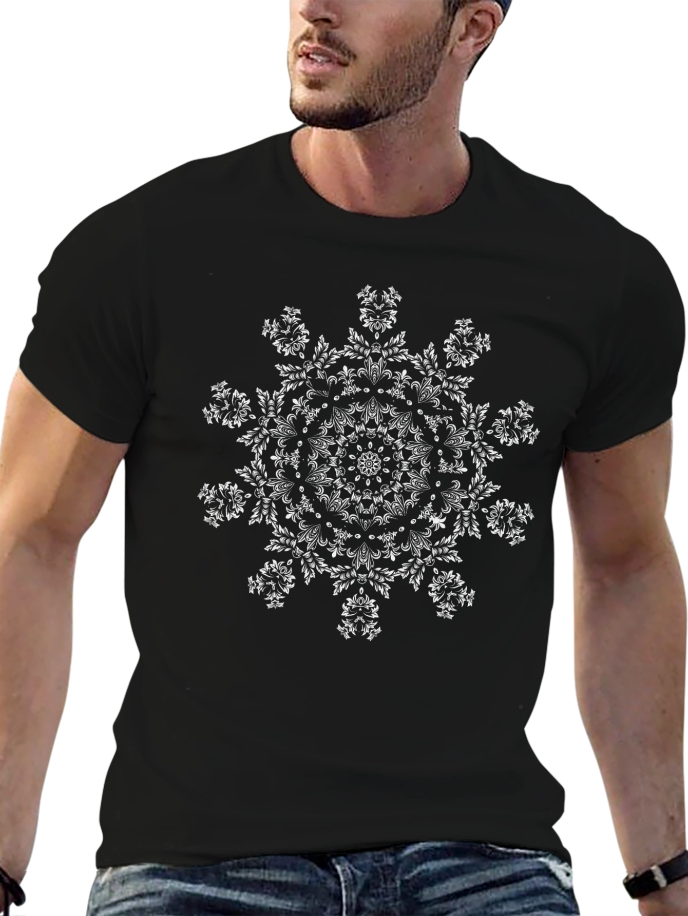 Abstract Mandala Graphic Black T-Shirt