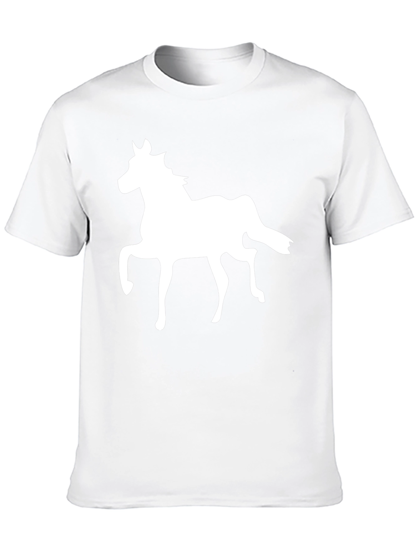 Black T-Shirt with White Horse Graphic