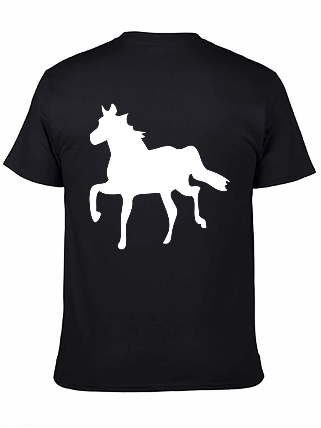 Black T-Shirt with White Horse Graphic