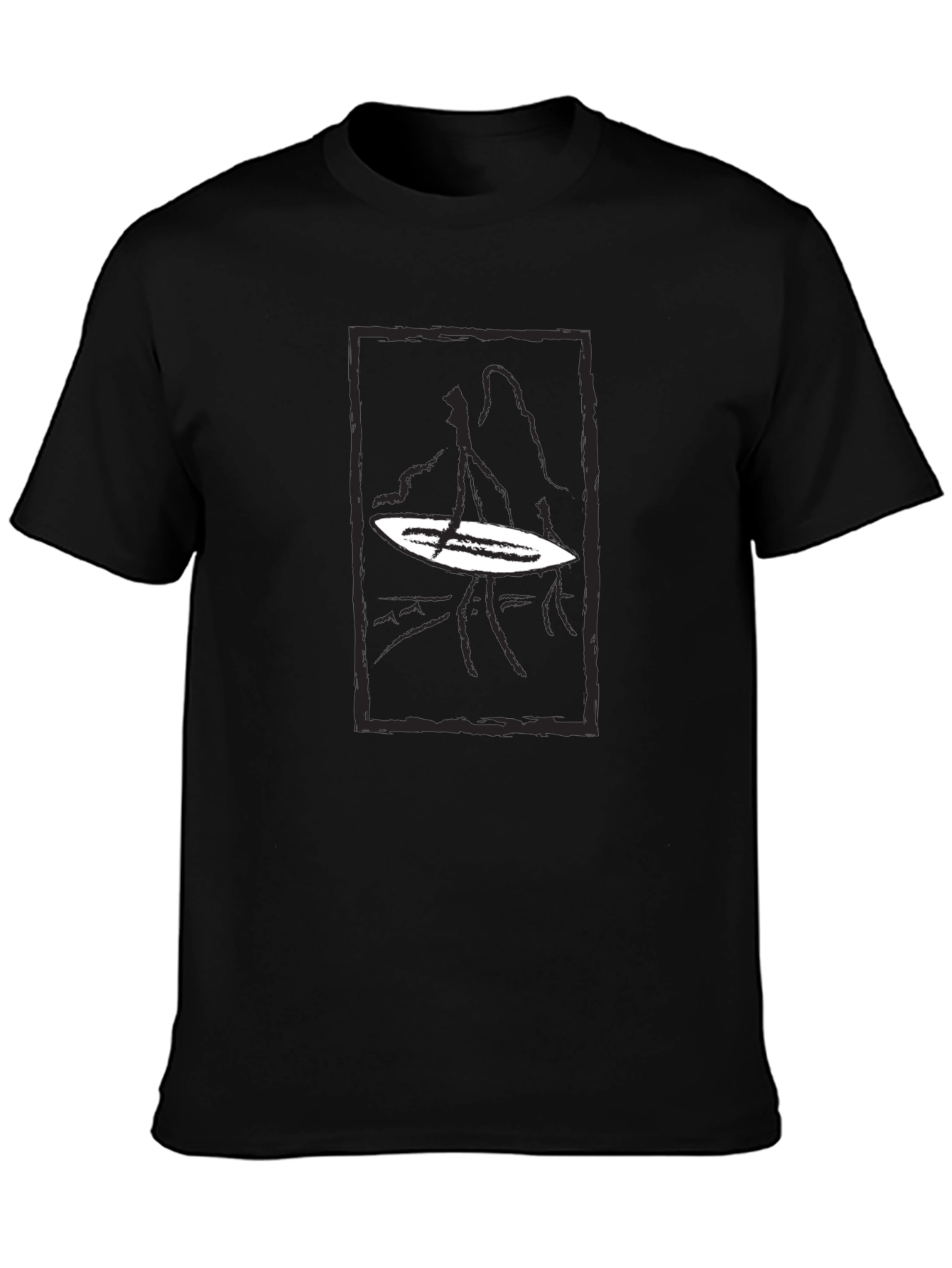 Silhouette Surfer Graphic Tee - Cool Black T-Shirt