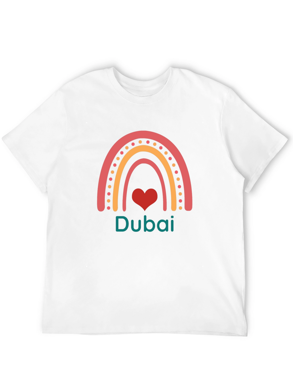 Dubai Rainbow Heart Graphic Black T-Shirt