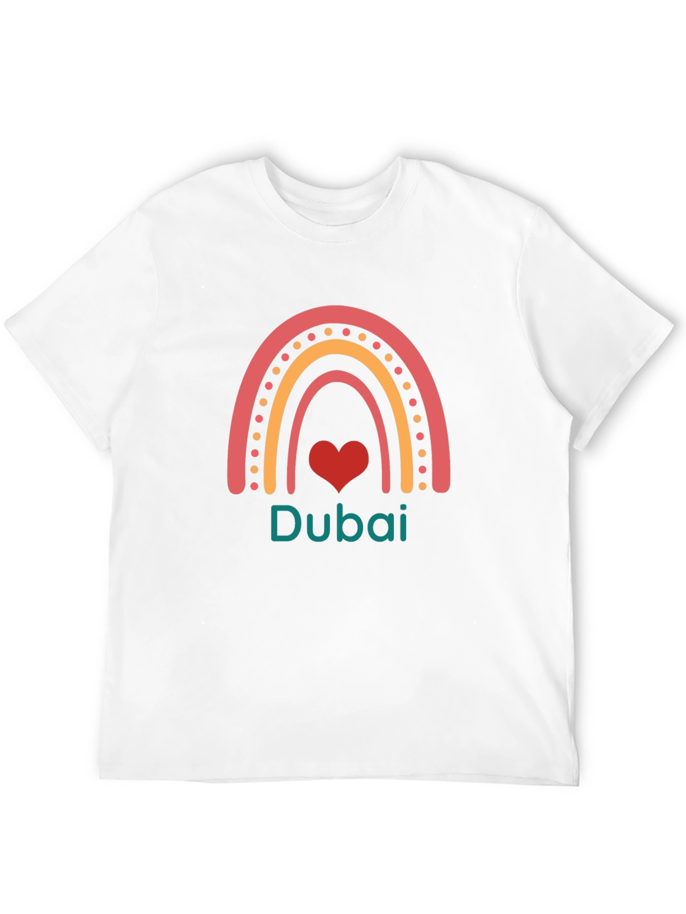 Dubai Rainbow Heart Graphic Black T-Shirt