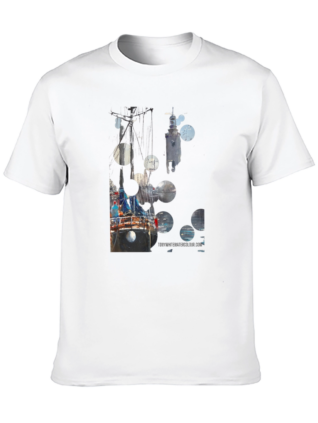 Abstract Boat Print Black T-Shirt