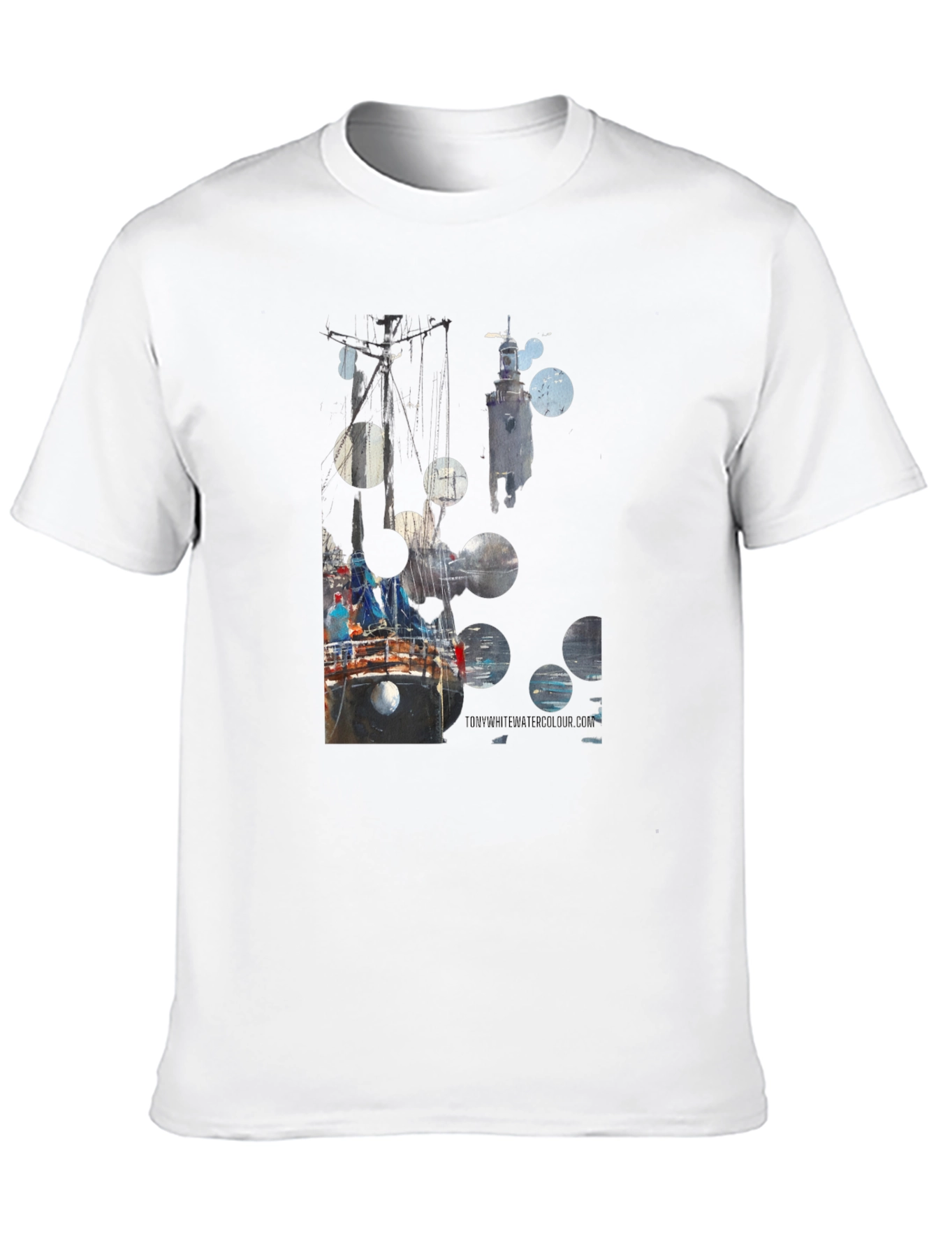 Abstract Boat Print Black T-Shirt