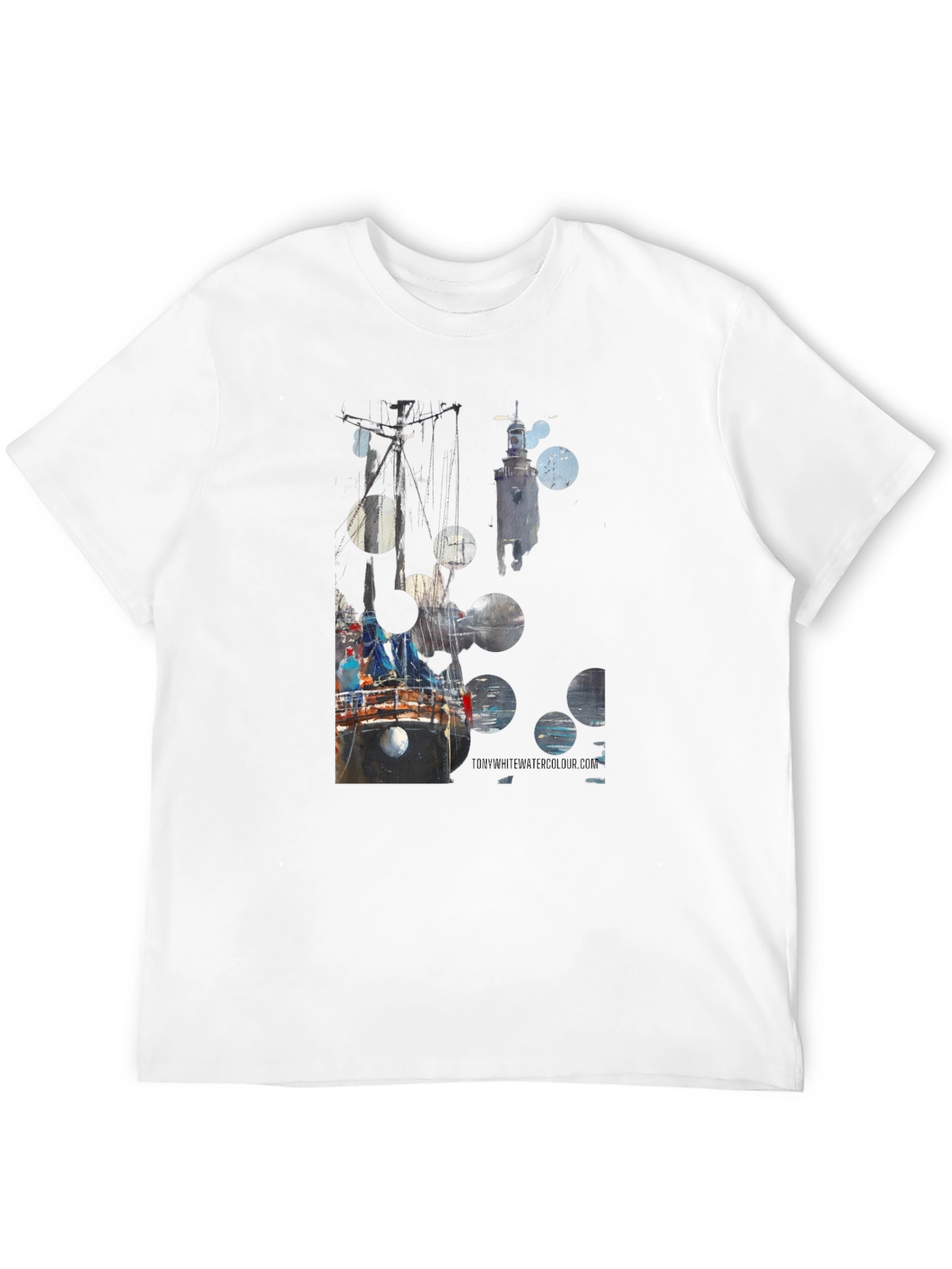Abstract Boat Print Black T-Shirt