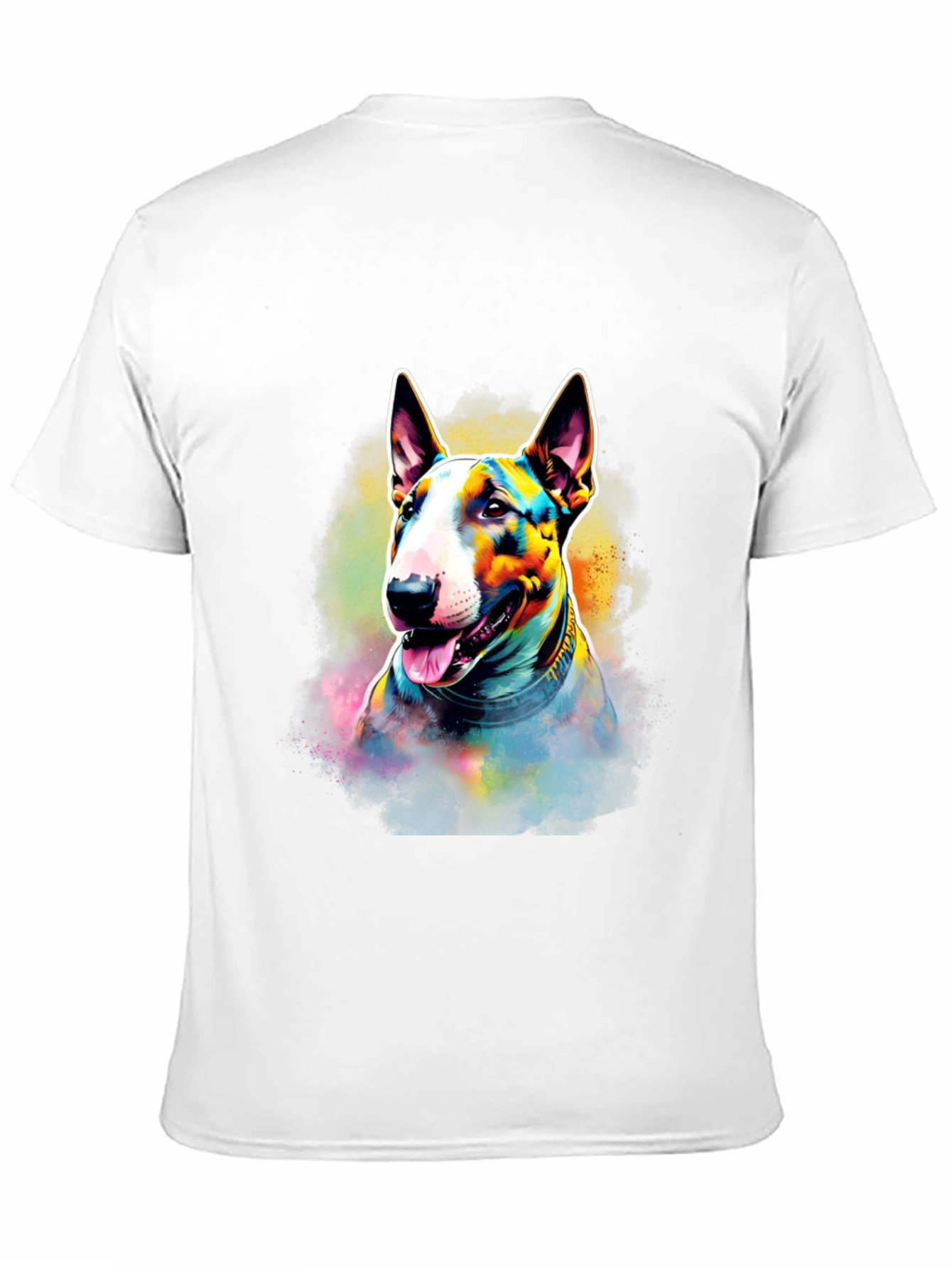 Colorful Bull Terrier Dog Graphic T-Shirt - Black