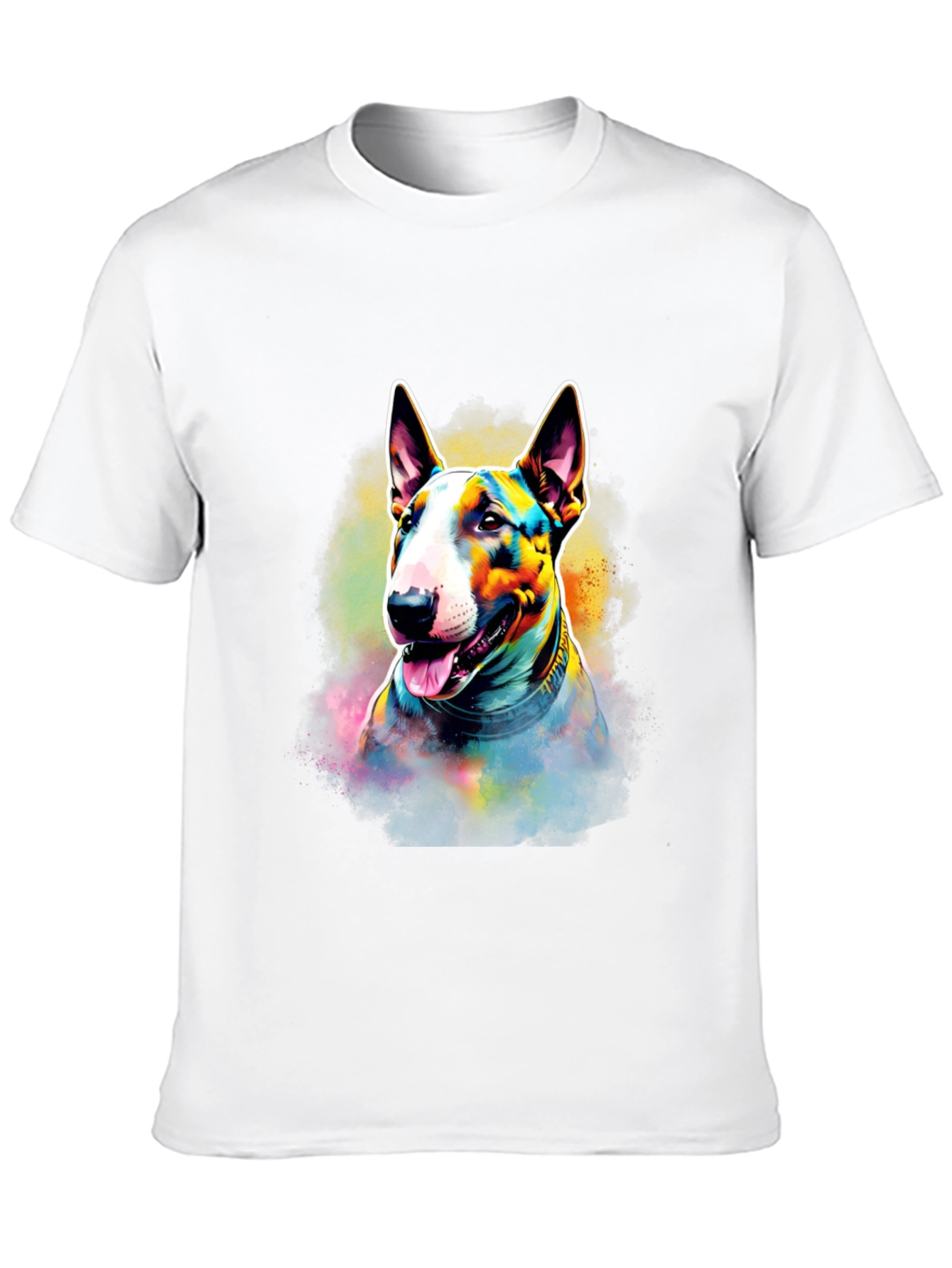Colorful Bull Terrier Dog Graphic T-Shirt - Black