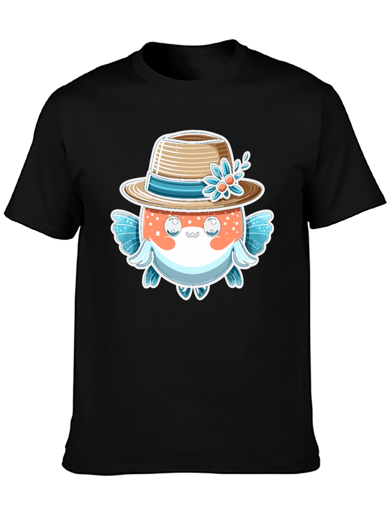 Cute Pufferfish Hat Graphic Tee