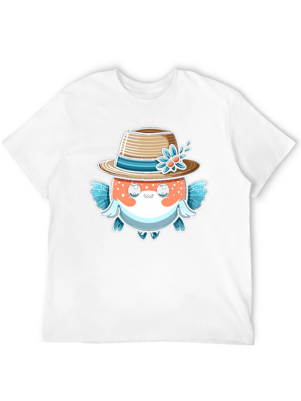 Cute Pufferfish Hat Graphic Tee