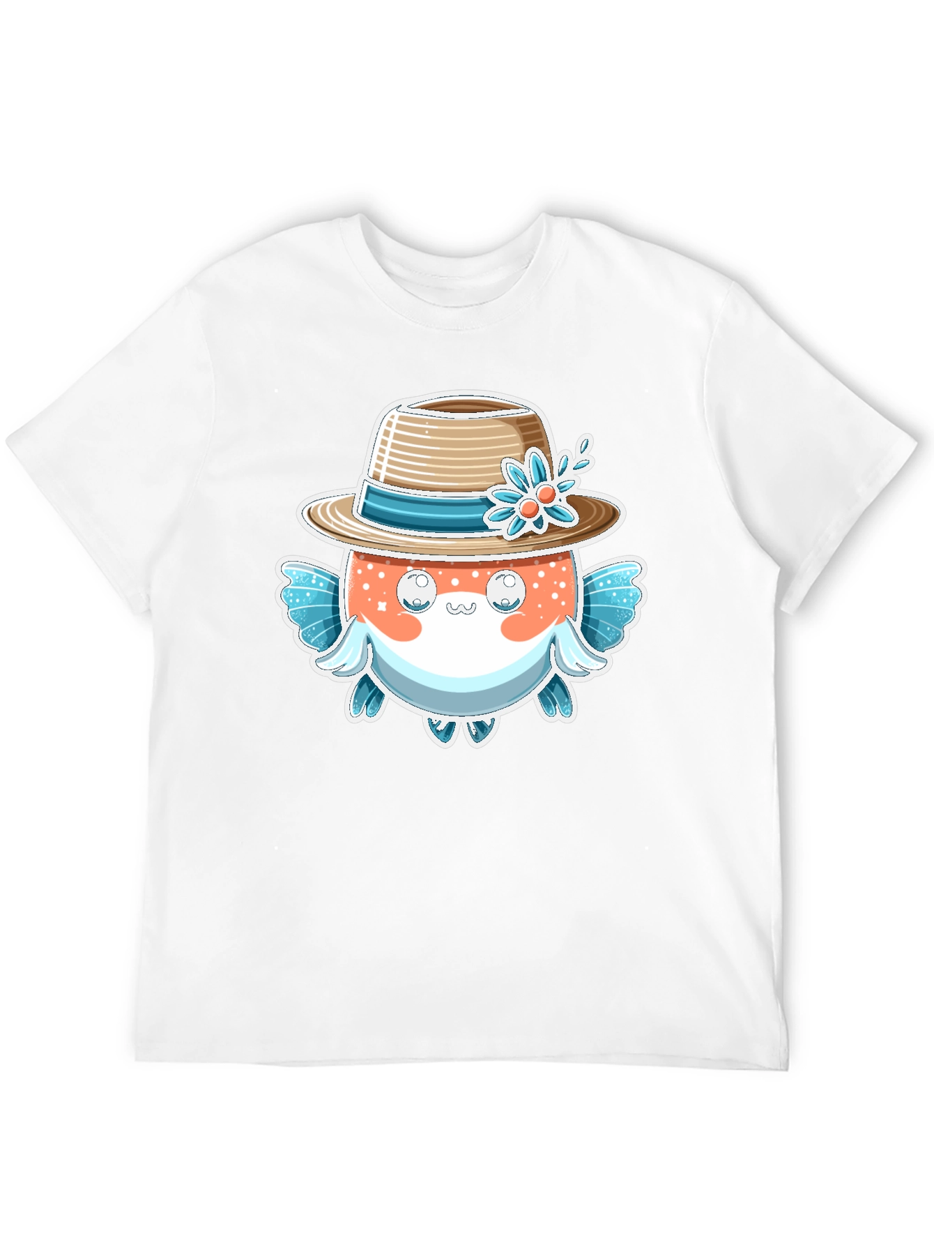 Cute Pufferfish Hat Graphic Tee