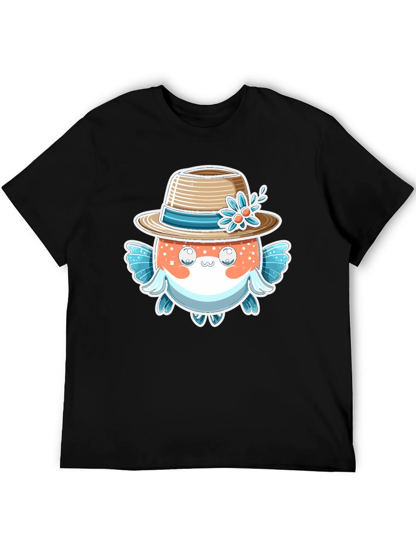 Cute Pufferfish Hat Graphic Tee