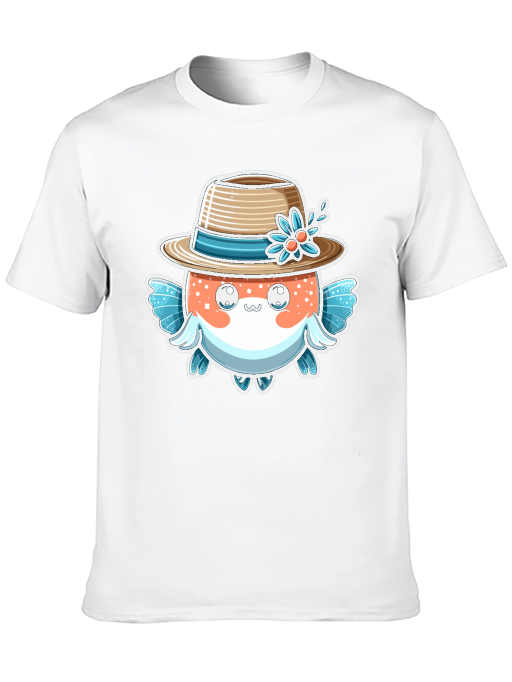 Cute Pufferfish Hat Graphic Tee
