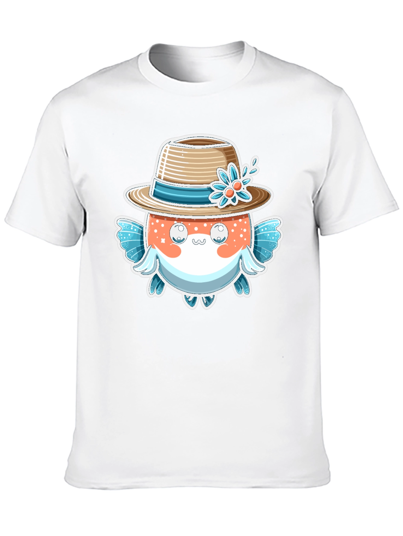 Cute Pufferfish Hat Graphic Tee