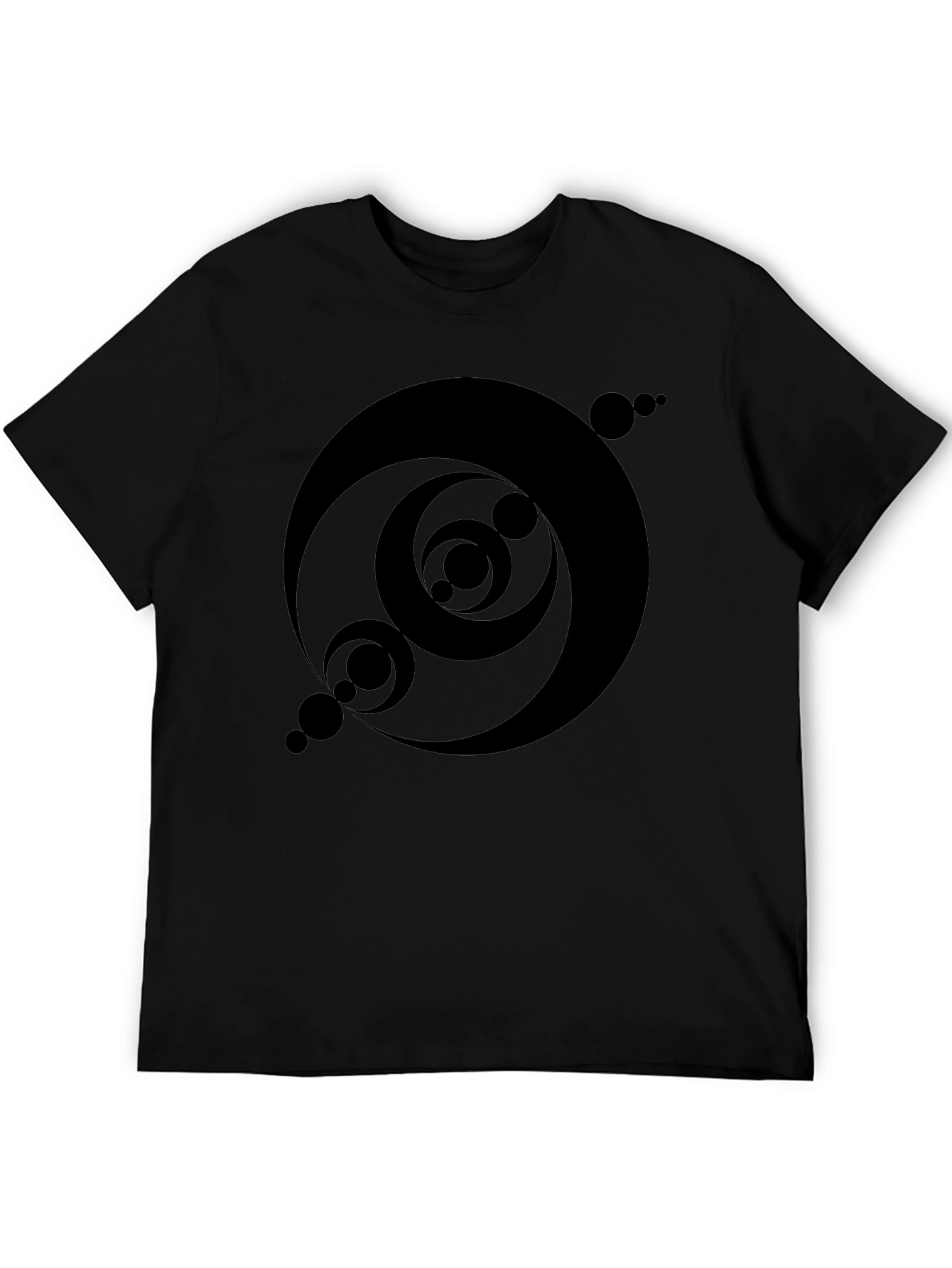 Abstract Circle Design Black T-Shirt