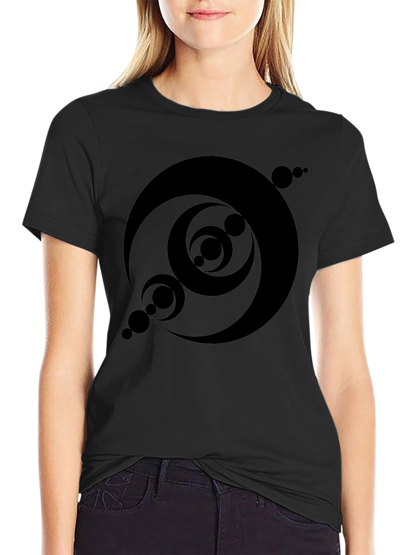 Abstract Circle Design Black T-Shirt
