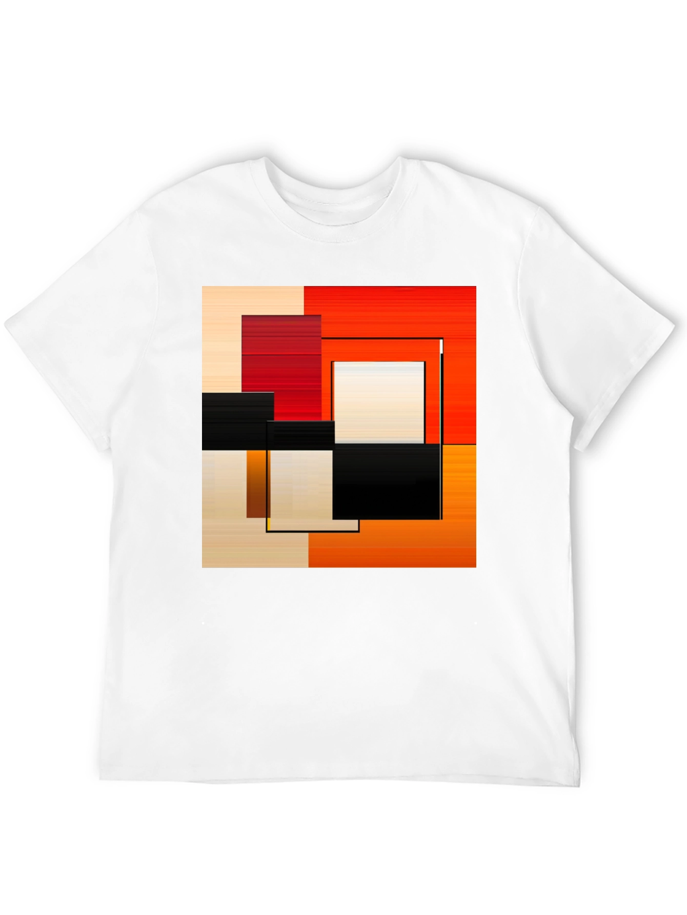 Abstract Geometric Square Graphic Print Black T-Shirt