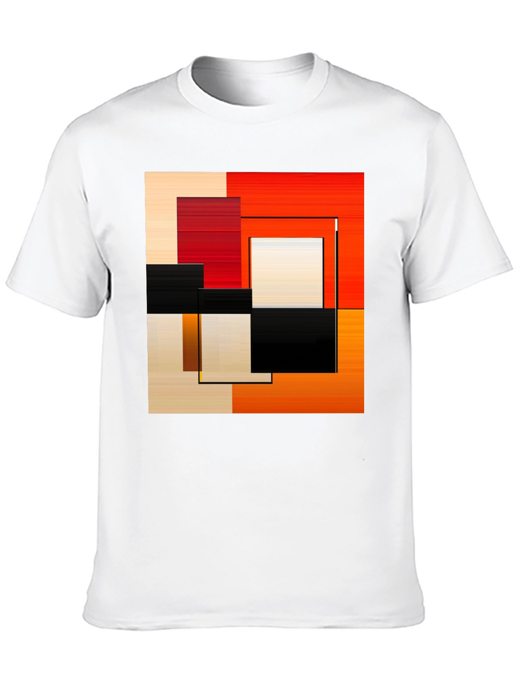 Abstract Geometric Square Graphic Print Black T-Shirt