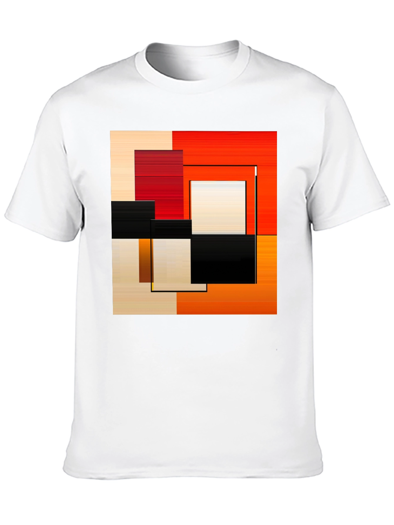 Abstract Geometric Square Graphic Print Black T-Shirt