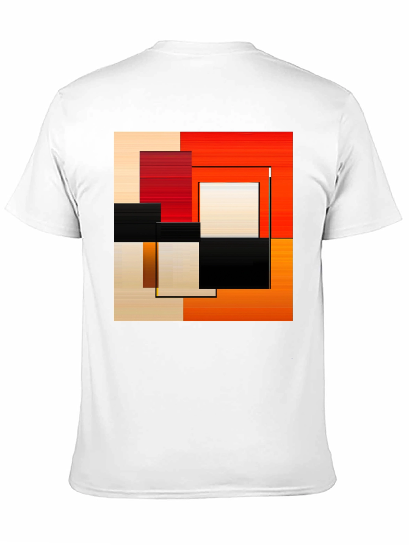 Abstract Geometric Square Graphic Print Black T-Shirt