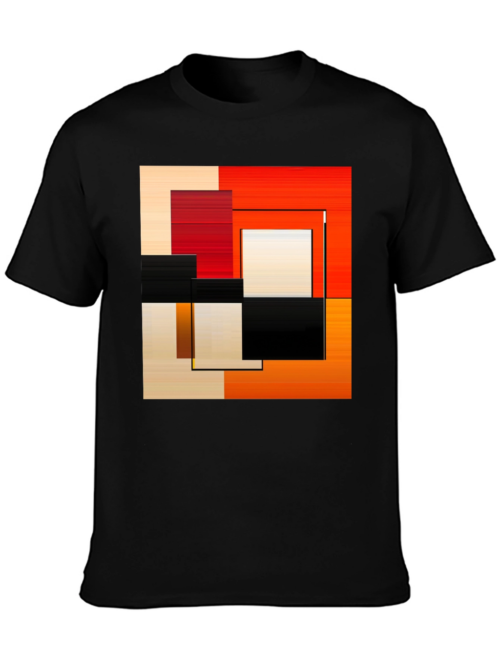 Abstract Geometric Square Graphic Print Black T-Shirt