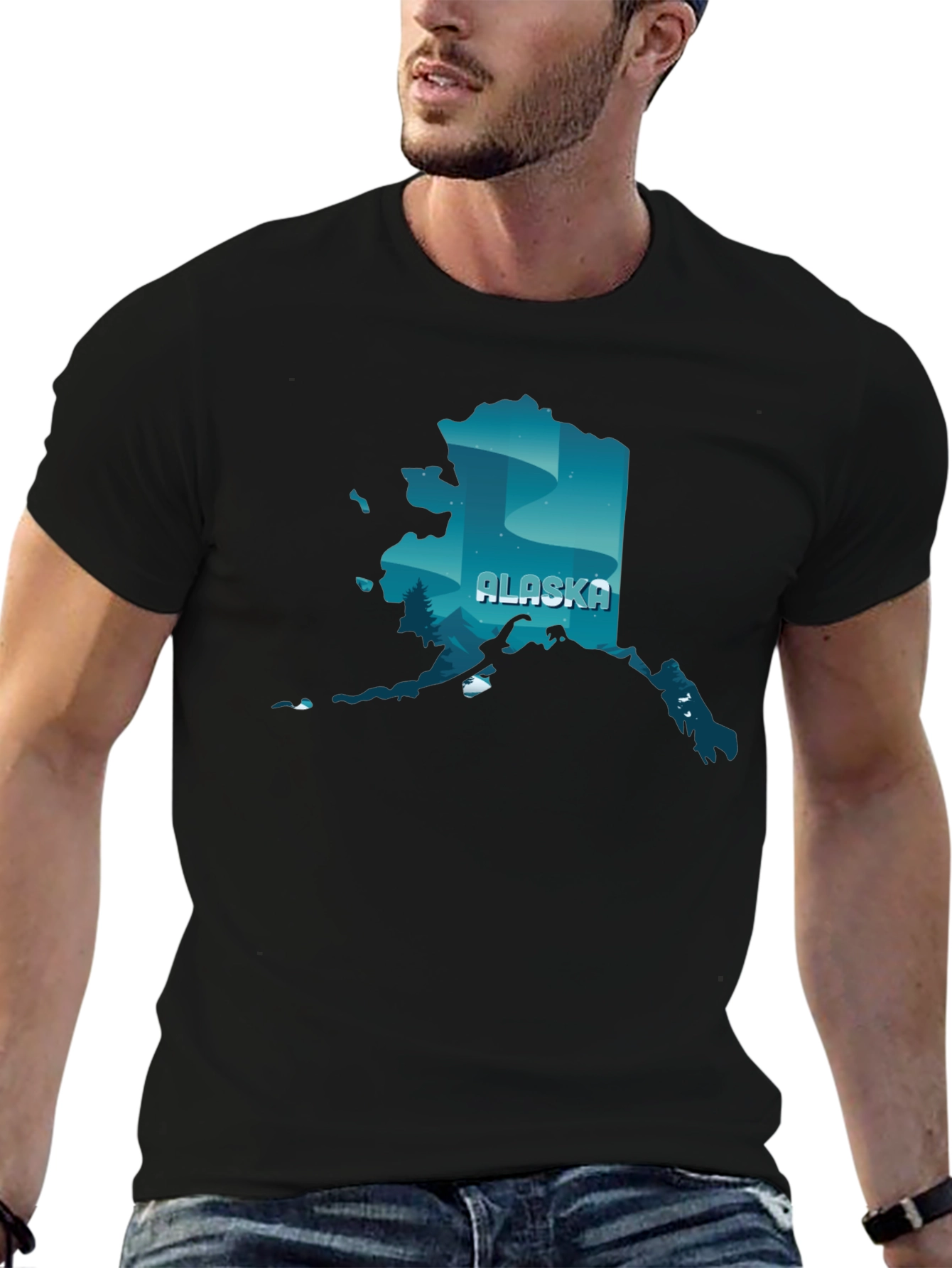 Alaska State Graphic Print Crewneck T-Shirt