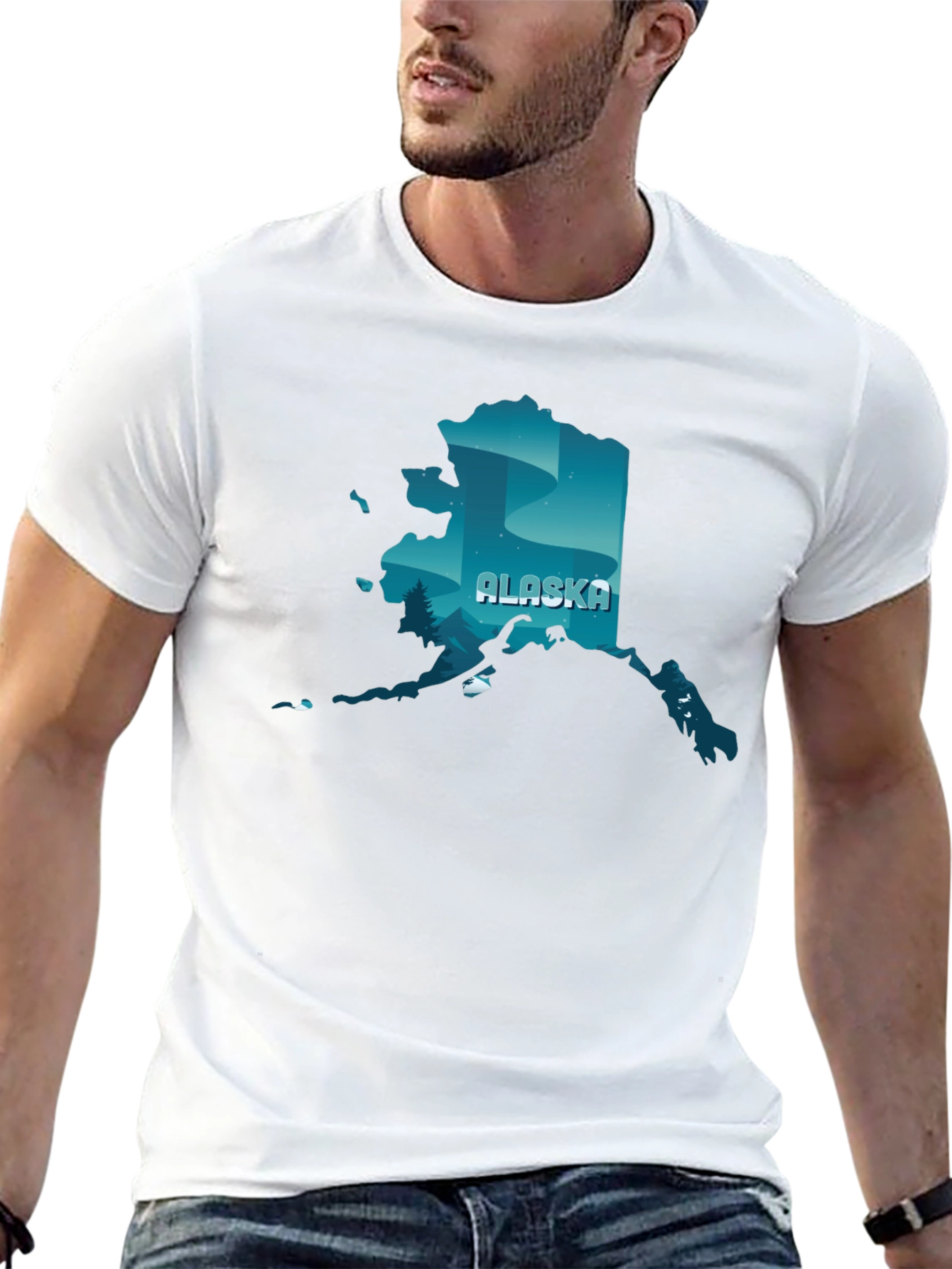 Alaska State Graphic Print Crewneck T-Shirt