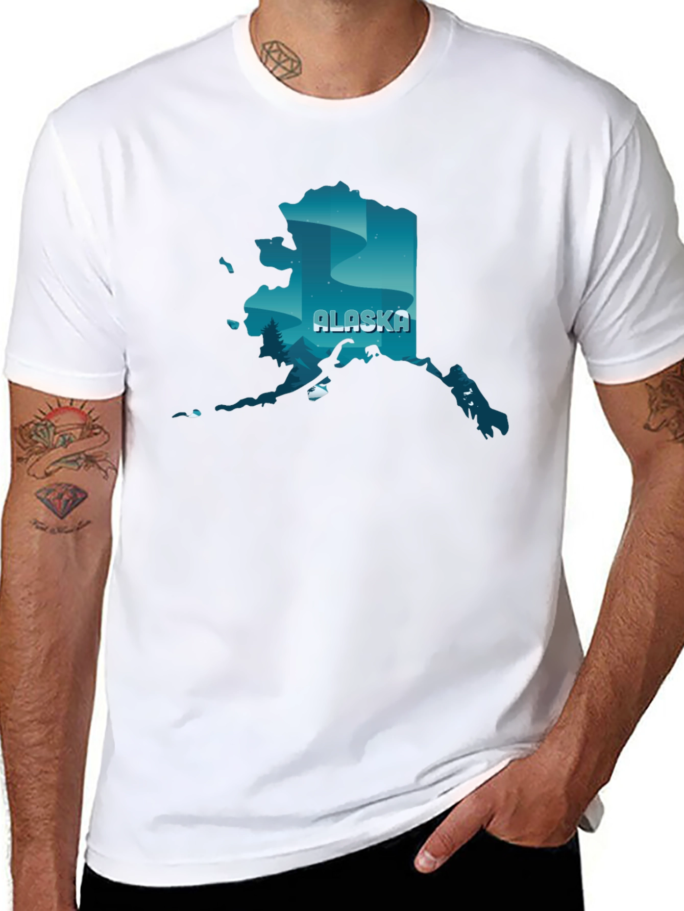 Alaska State Graphic Print Crewneck T-Shirt
