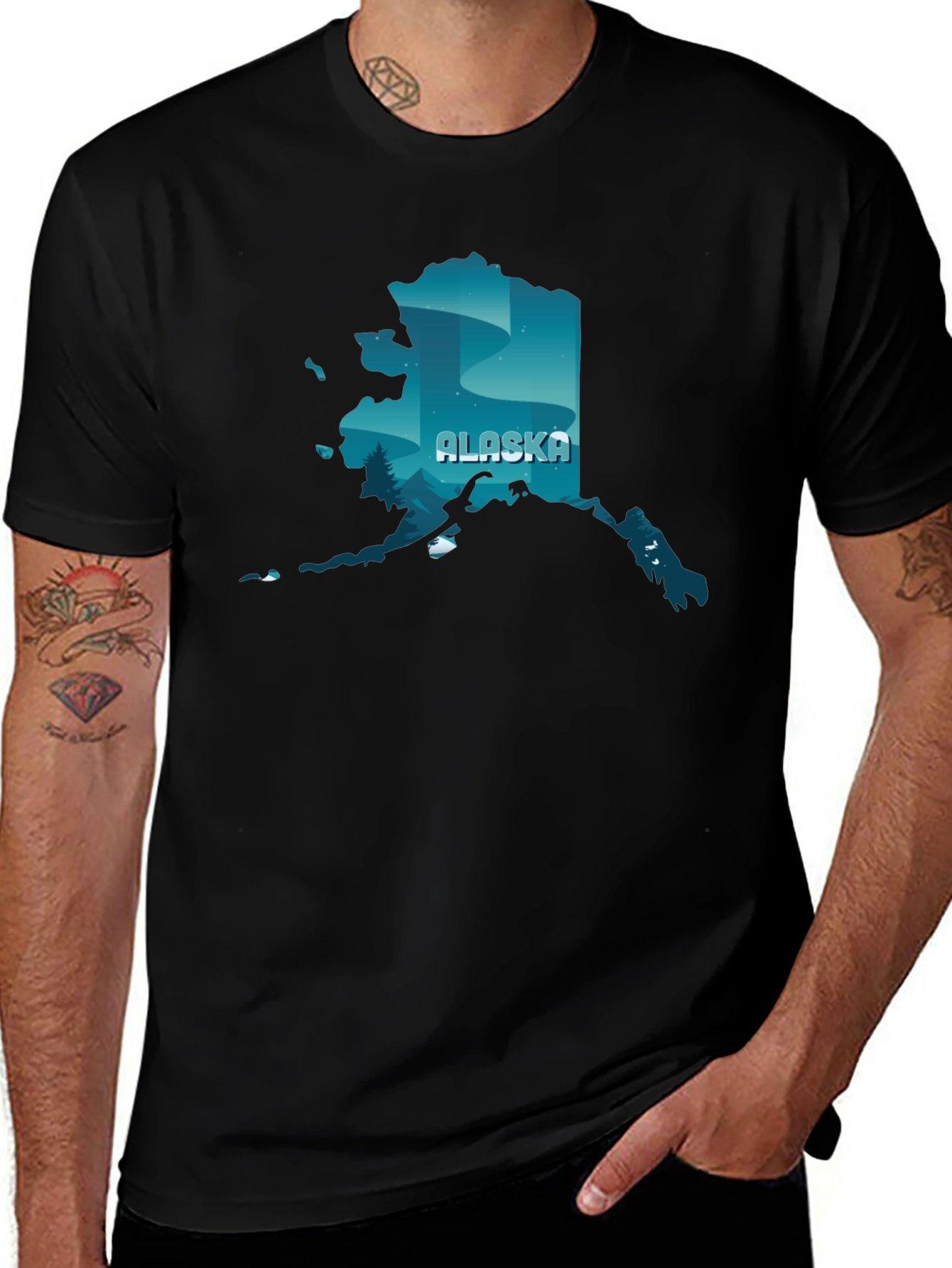 Alaska State Graphic Print Crewneck T-Shirt