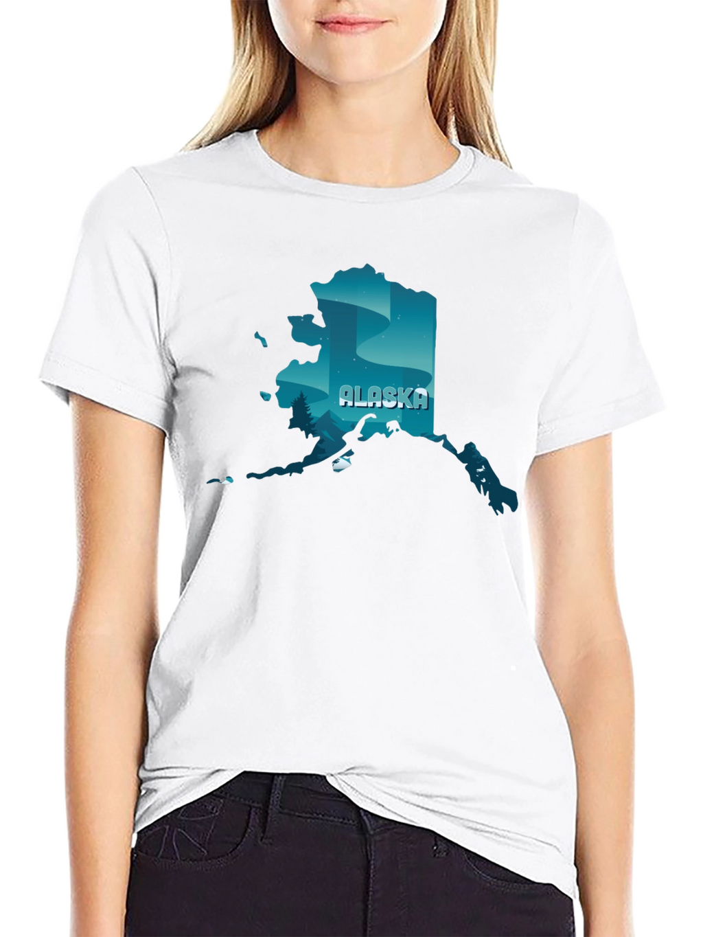 Alaska State Graphic Print Crewneck T-Shirt