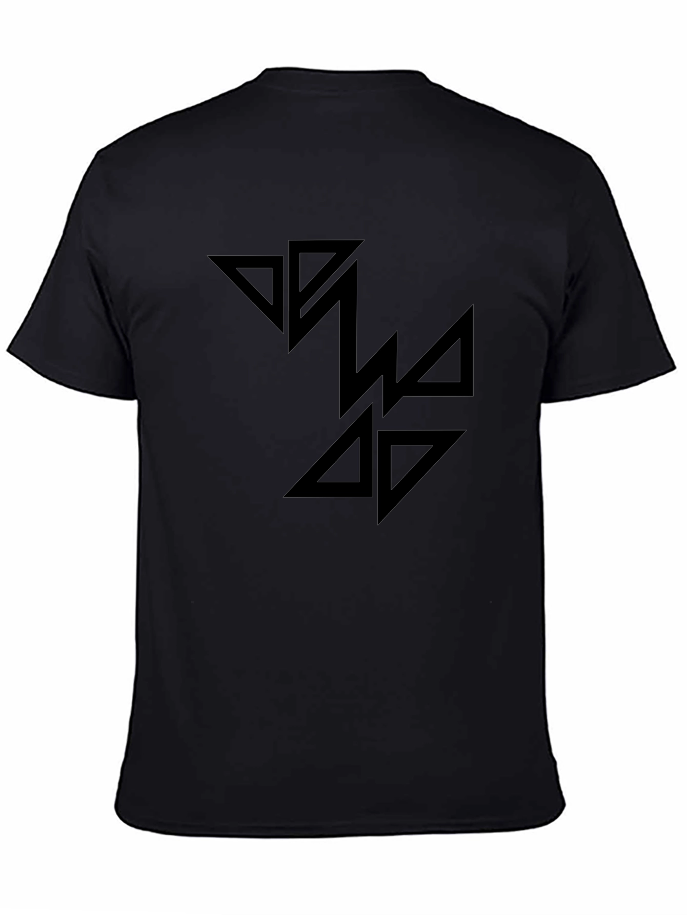Black Graphic Tee - Abstract Triangle Design