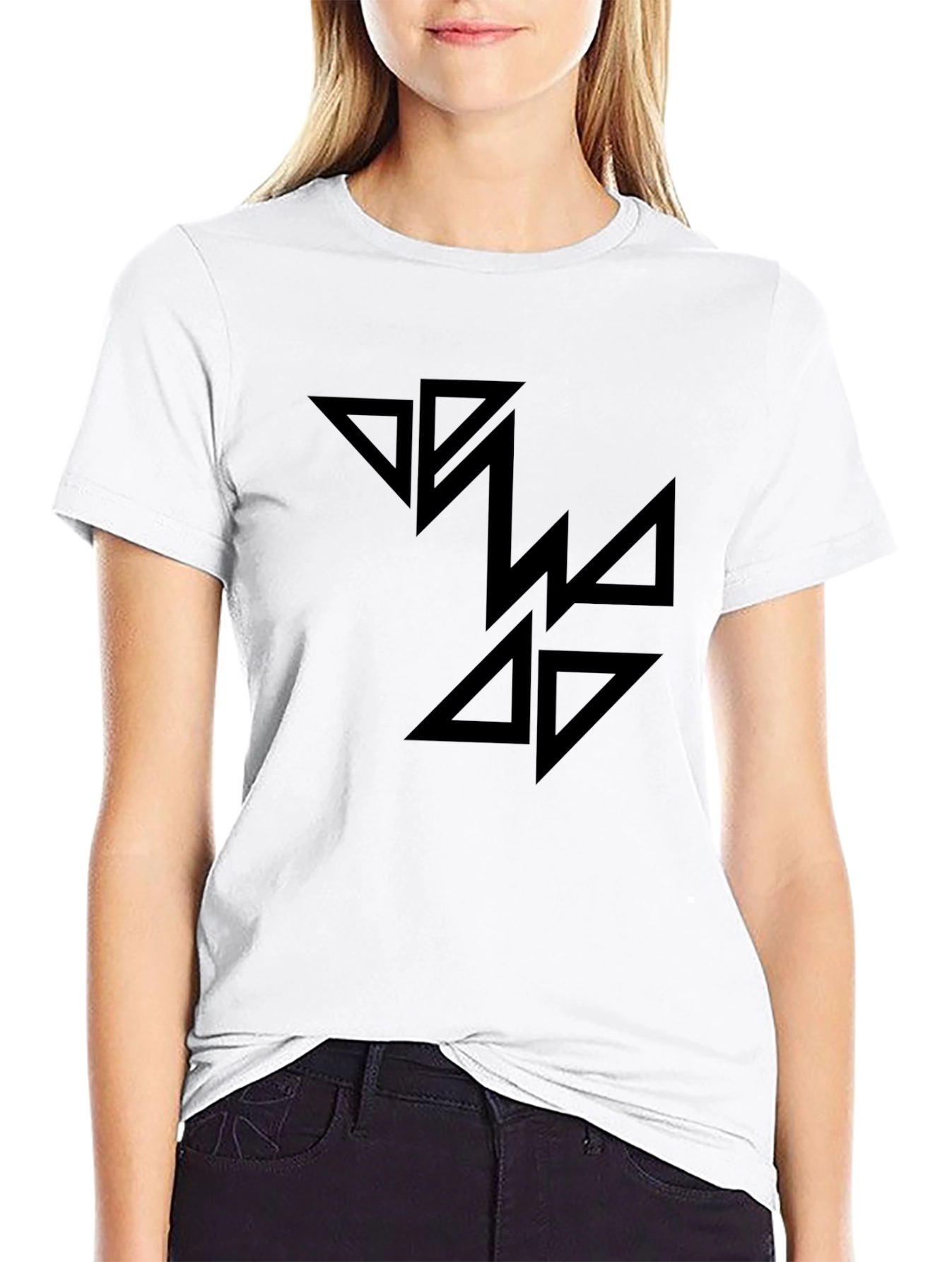 Black Graphic Tee - Abstract Triangle Design