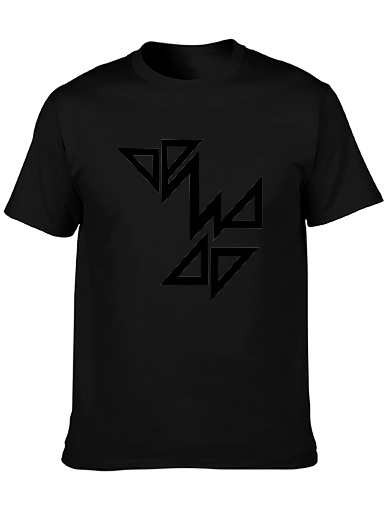 Black Graphic Tee - Abstract Triangle Design