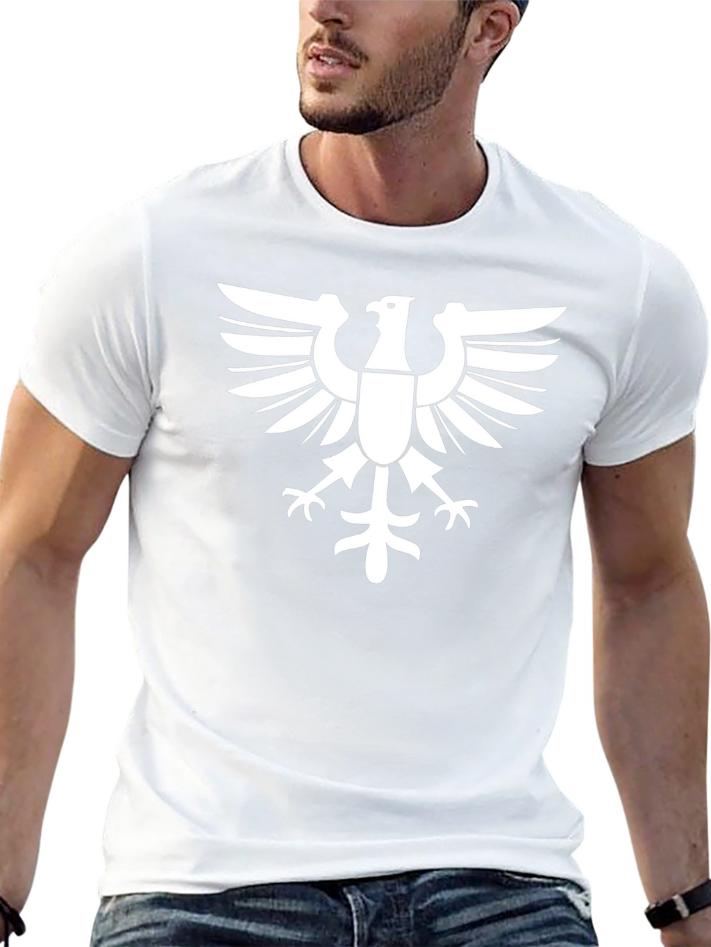 Black T-Shirt with White Eagle Graphic