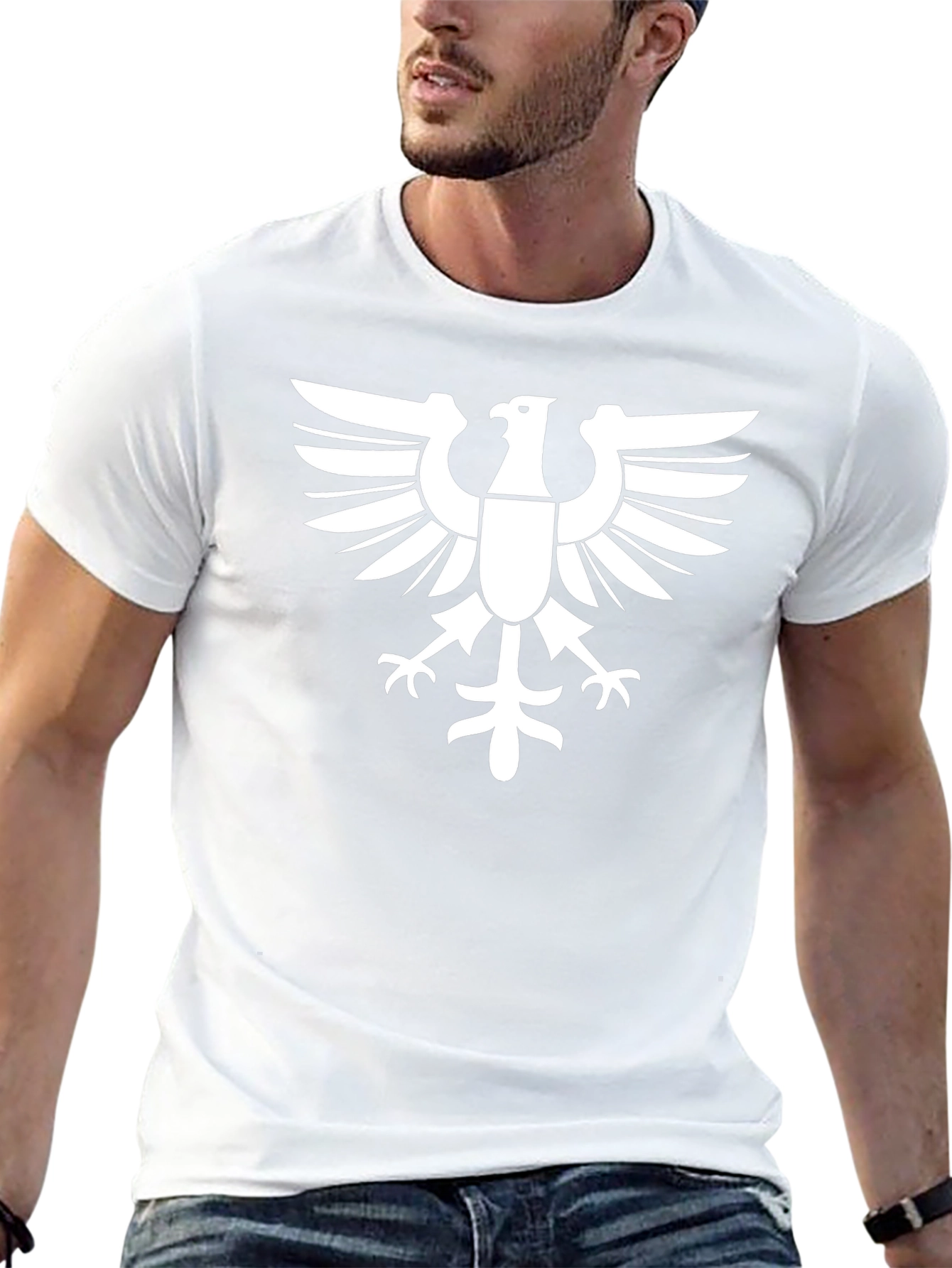 Black T-Shirt with White Eagle Graphic