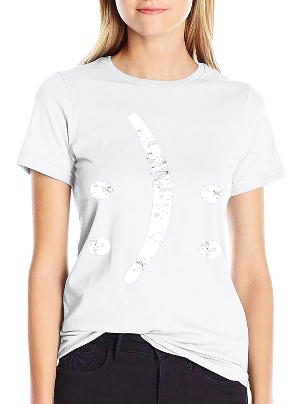 Distressed Sad Face Graphic T-Shirt