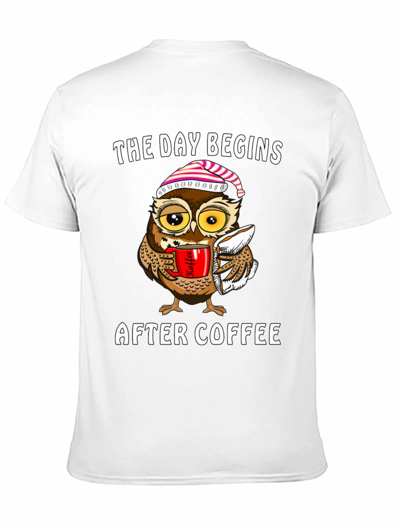 Coffee Owl T-Shirt - The Day Begins After Coffee