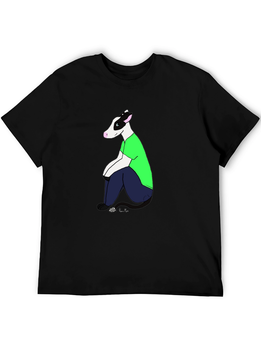 Cartoon Cow T-Shirt - Black Tee