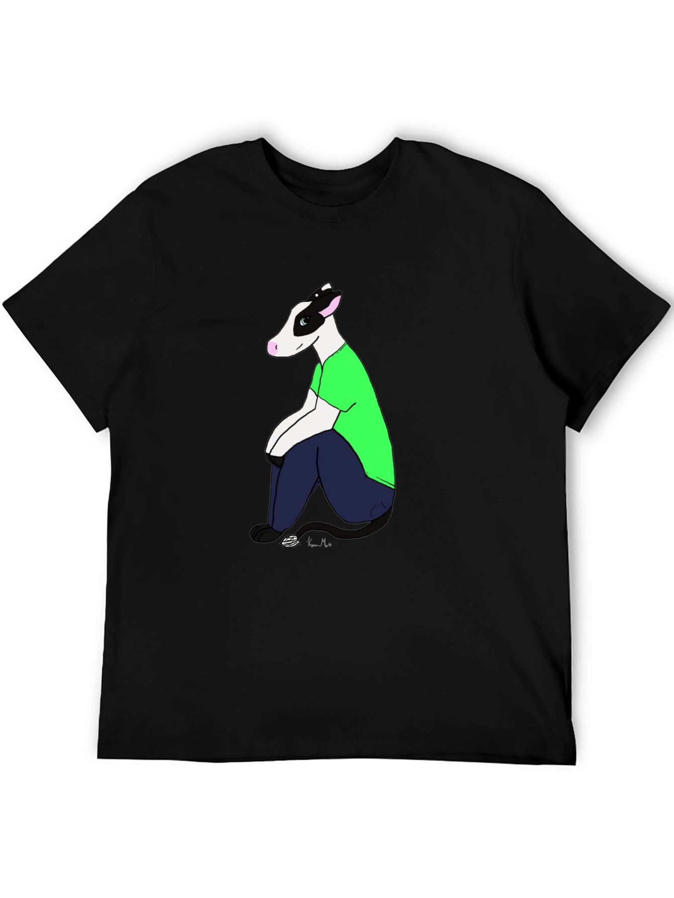 Cartoon Cow T-Shirt - Black Tee