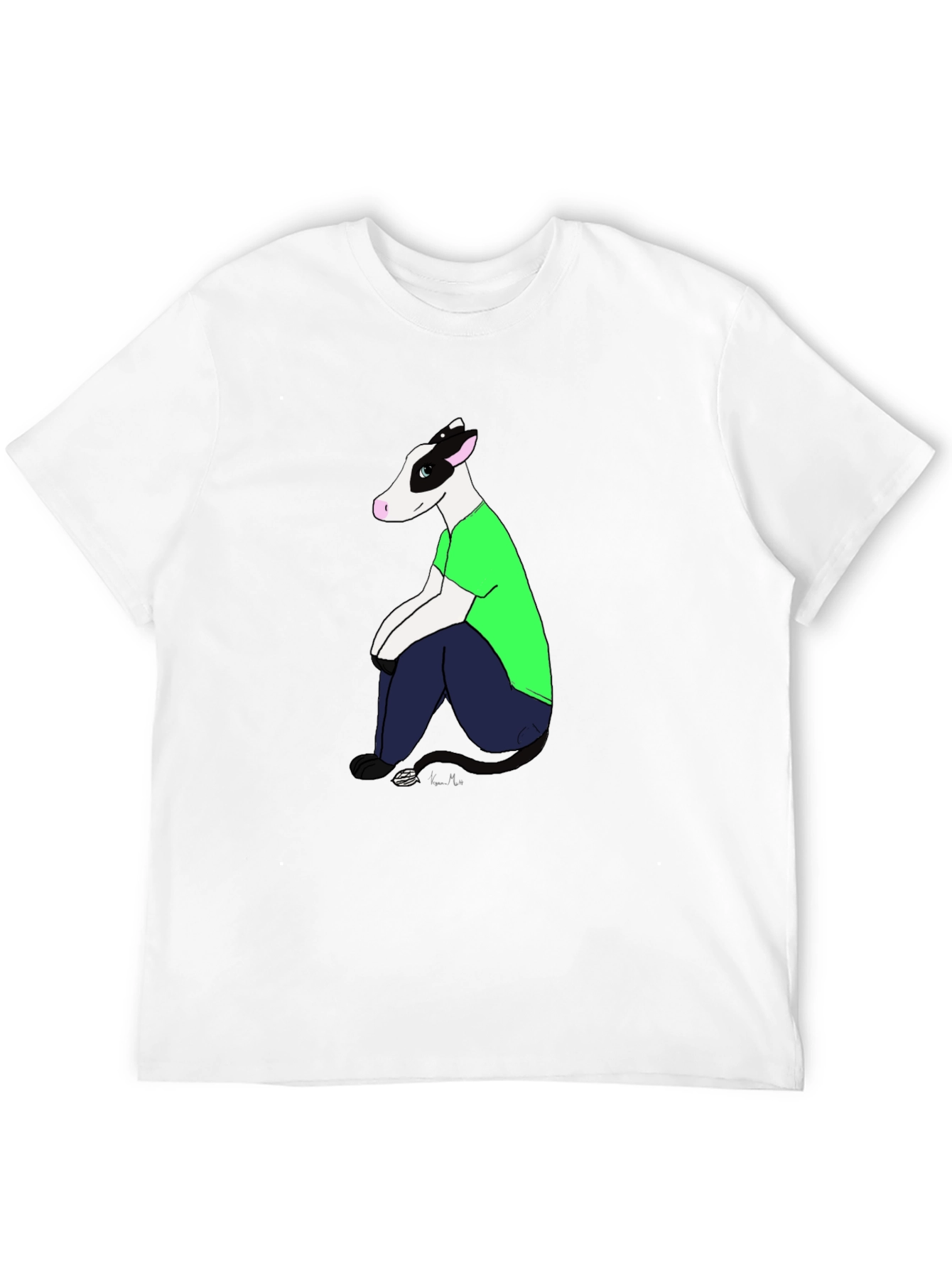 Cartoon Cow T-Shirt - Black Tee