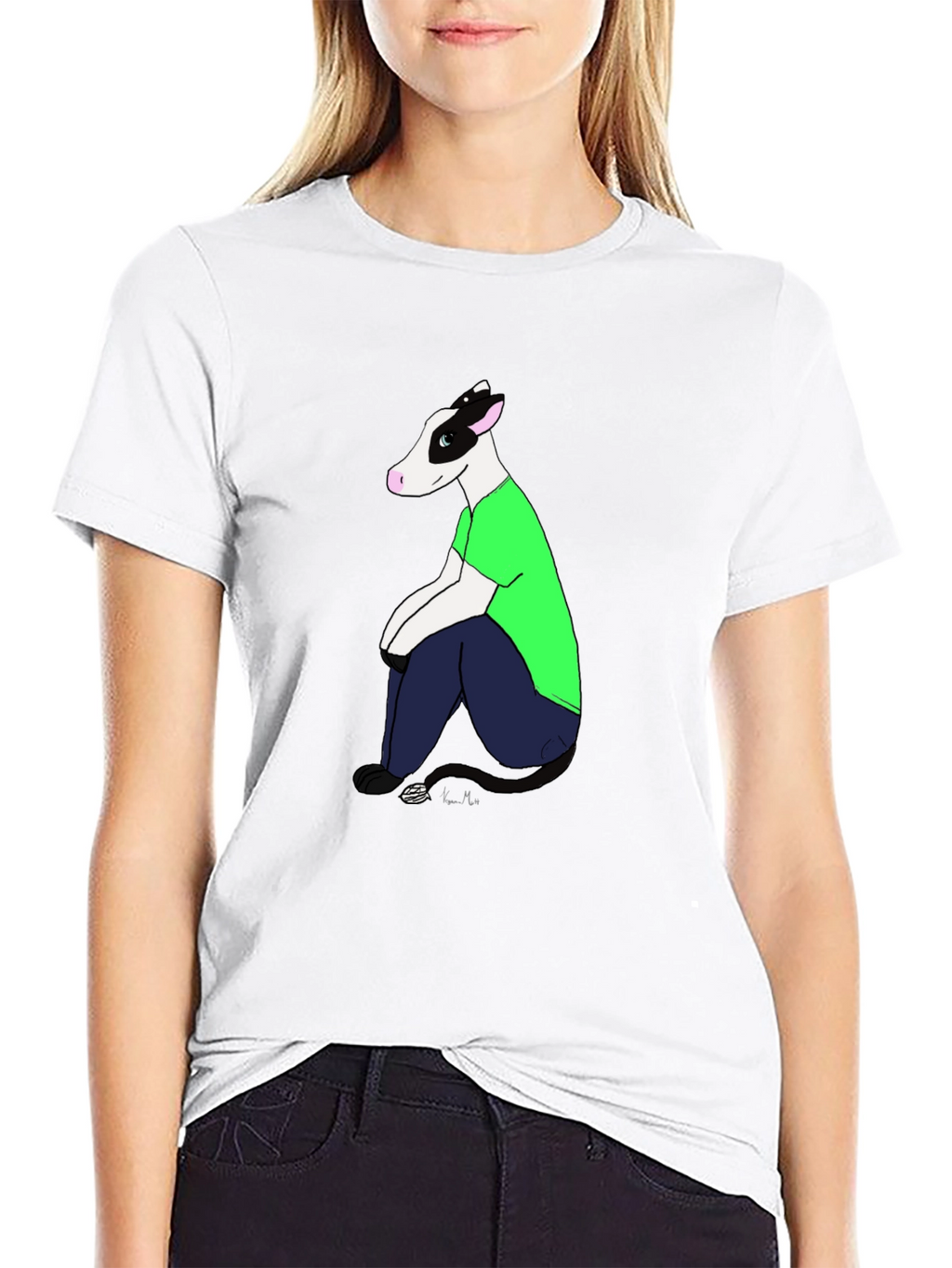 Cartoon Cow T-Shirt - Black Tee