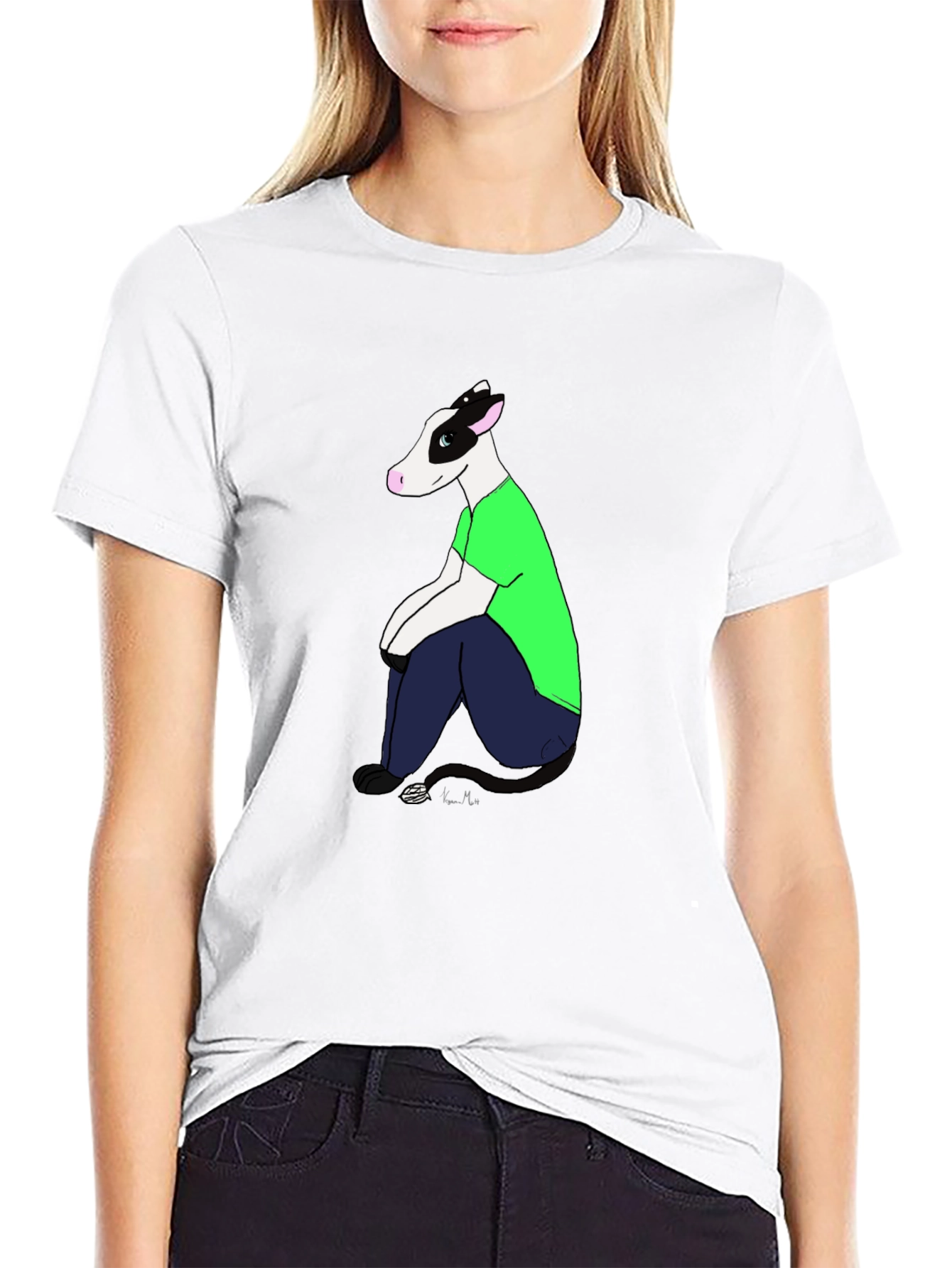 Cartoon Cow T-Shirt - Black Tee