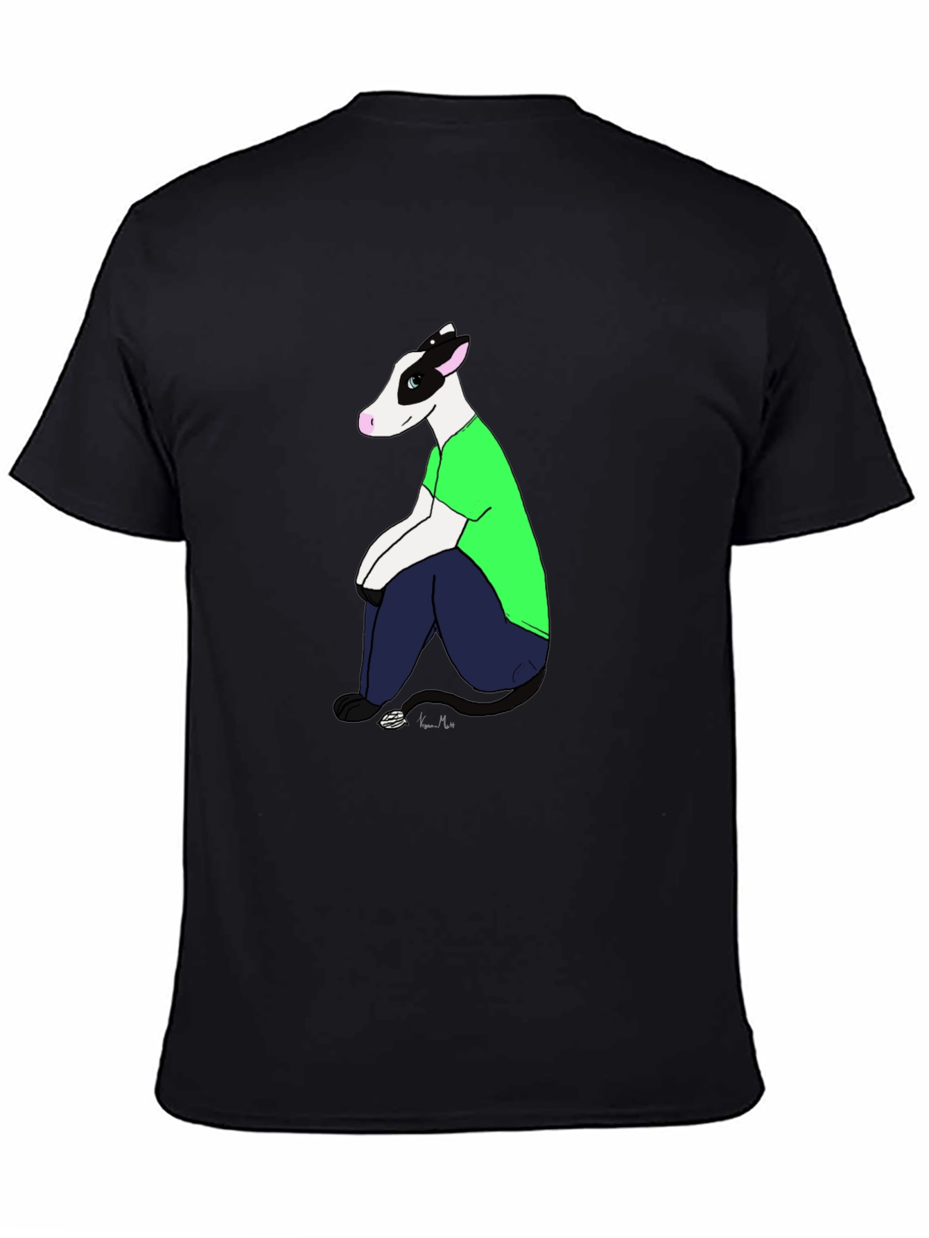 Cartoon Cow T-Shirt - Black Tee