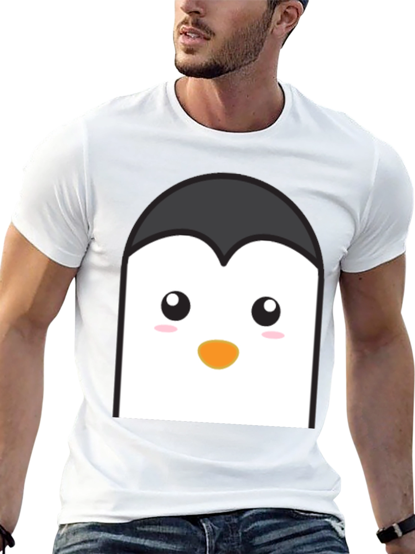 Cute Penguin Face Graphic T-Shirt