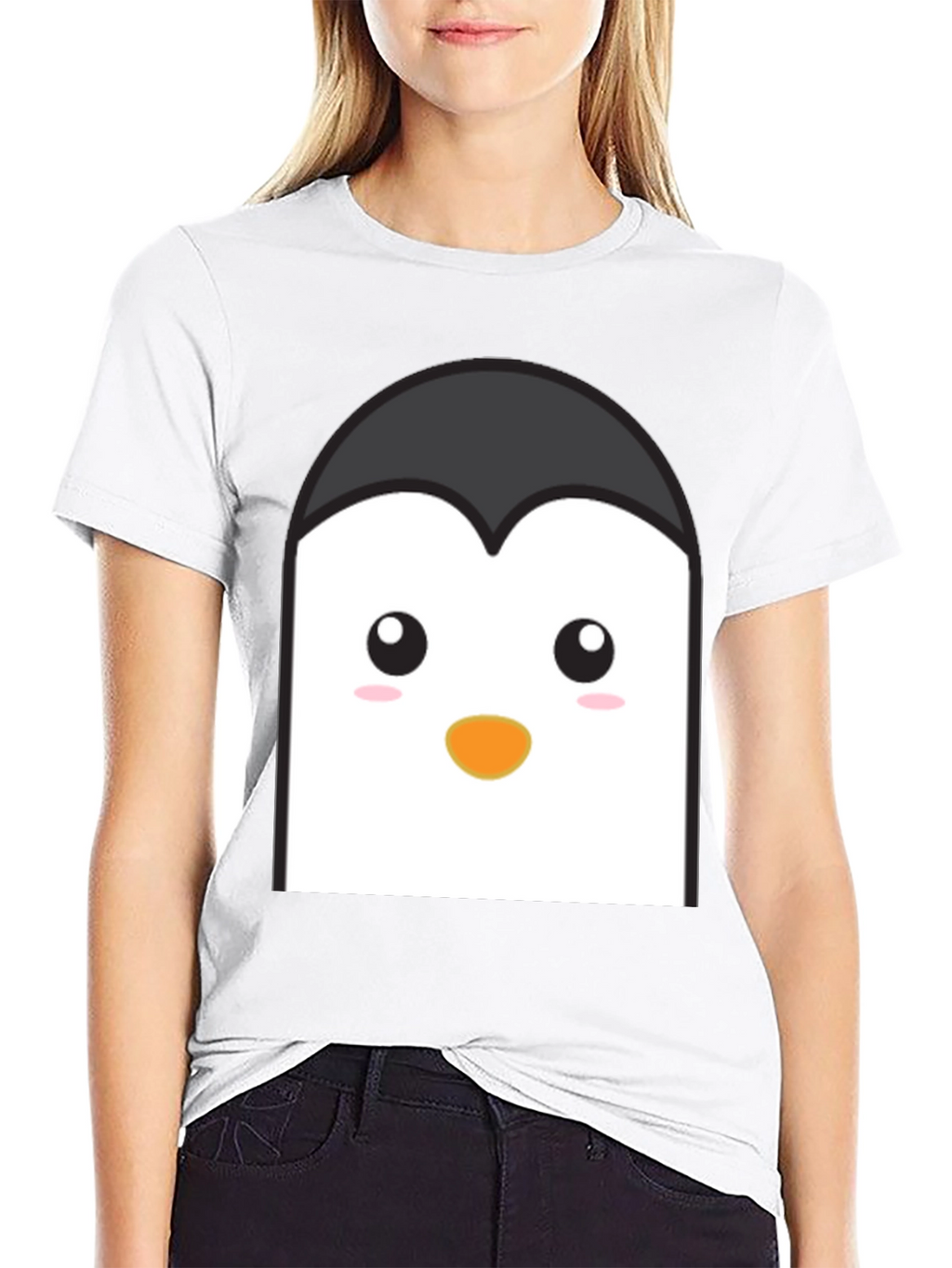 Cute Penguin Face Graphic T-Shirt