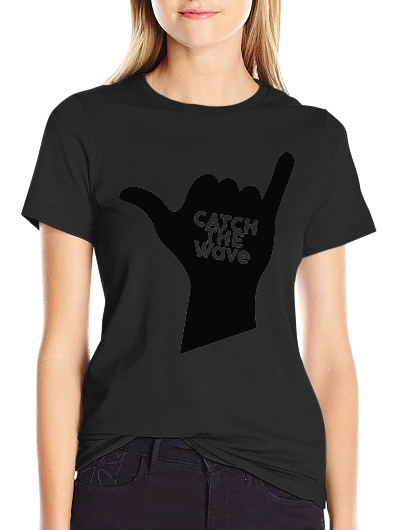 Catch the Wave Graphic Black T-Shirt