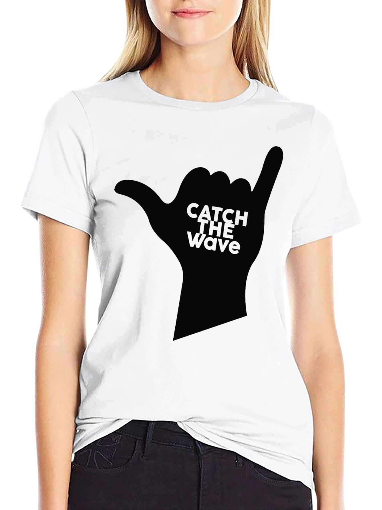 Catch the Wave Graphic Black T-Shirt