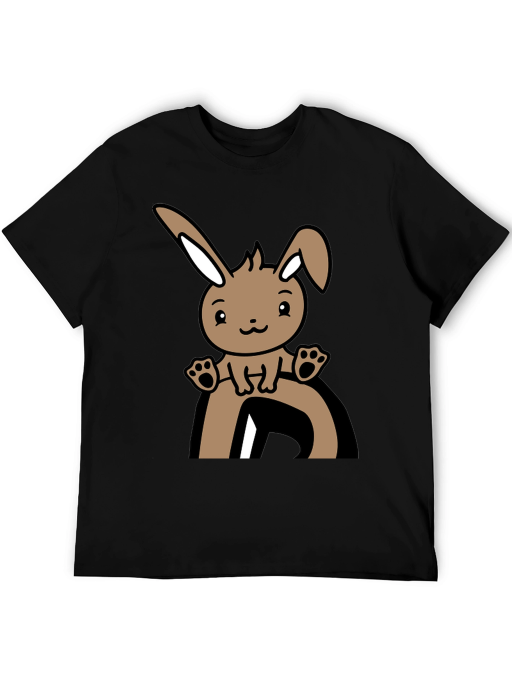 Cute Bunny Graphic Tee - Black